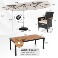 Tangkula Set Of 11 Patio Dining Set W/ 15ft Double-Sided Patio Umbrella (Base Included) -Tangkula GUEST 3345d2a2 ee86 4020 b5f1 5ecdb54c2b5b