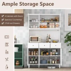 Tangkula 77" Tall Kitchen Pantry Storage Cabinet With LED Lights And Power Outlets -Tangkula GUEST 3370b3d5 2764 4c9b a5e6 5b2ea8962237