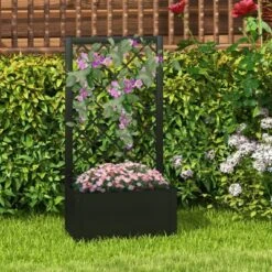 Tangkula 1PC/2PCS 44" Metal Planter Box With Trellis Raised Garden Bed With Trellis, Elevated Lattice Planter For Climbing Plants -Tangkula GUEST 339475aa bb98 4cc5 a070 6bb210fd4456