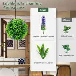 Tangkula 2 PCS Artificial Lavender Topiary Balls 12 Inch Faux Hanging Plant Balls W/ Flowers -Tangkula GUEST 33c14ce0 282c 4b94 89db a03c289b6bf4