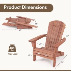 Tangkula Folding Adirondack Chair Set Of 2 W/ High Backrest & Wide Armrests Wooden -Tangkula GUEST 33cd1acc 21bc 4e9d 910a 6e62d584542a