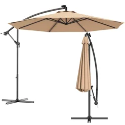 Tangkula 10' Patio Solar Umbrella LED Sun Shade Offset W/Base -Tangkula GUEST 3415d8a2 d4f4 4ba5 a450 486fbe1b6e01