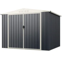 Tangkula 8 X 6.3 FT Metal Outdoor Storage Shed W/ Lockable Door Pitched Tool Shed Roof -Tangkula GUEST 342c72ac 0231 44c9 8df0 782d0b7e6352