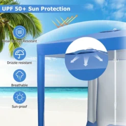 Tangkula Beach Canopy Tent Beach Cabana With Detachable Sidewall 5 Sandbags Carrying Bag UPF 50+ Protection Outdoor Beach Umbrella Shelter For Beach -Tangkula GUEST 343e4f80 93b5 4c40 a16c d6161eb7b24f