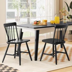 Tangkula Dining Chairs Set Of 4 Farmhouse Kitchen Chair W/ Rubber Wood Frame Wide Seat -Tangkula GUEST 346ce75a 1038 4587 b4a5 f04b5bbab61e