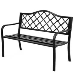 Tangkula Outdoor Chair Garden Patio Bench Cast Iron Frame Black -Tangkula GUEST 346d1024 1d8d 4b66 8063 7dc46af528be