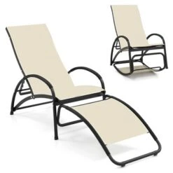 Tangkula 2PCS 2-in-1 Outdoor Rocking Chair Convertible Lounge Chair With 4-Position Adjustable Backrest Curved Armrests -Tangkula GUEST 3494cb32 b67f 4b78 bd77 ff8785987e71