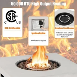 Tangkula 34" Square Concrete Propane Fire Pit Table W/ Lava Rocks Rain Cover 50,000 BTU 16 Tangkula 34" Square Concrete Propane Fire Pit Table W/ Lava Rocks Rain Cover 50,000 BTU -Tangkula GUEST 34a0b95b cfa9 4a50 843c 6fb13c27dc9d