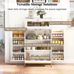 Tangkula Kitchen Pantry Cabinet Power Outlet & APP Control LED Lights Acrylic Flip Door -Tangkula GUEST 34ac9eb0 402e 4fa9 b1f2 aa8430606062