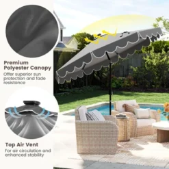 Tangkula 9.3 FT Solar Patio Umbrella W/ 32 LED Lights & Tilt Adjustment -Tangkula GUEST 34fcad38 e780 42a4 a9c8 ceff584d8bf6