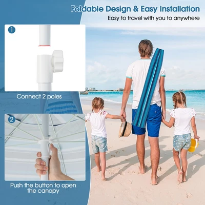 Tangkula 6.5 FT Patio Portable Beach Adjustable Umbrella W/ Sandbag 9 Tangkula 6.5 FT Patio Portable Beach Adjustable Umbrella W/ Sandbag - Image 7