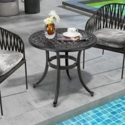 Tangkula Cast Aluminum Patio Table 24"Outdoor Round Side Table Anti-Rust Coffee Bistro Table -Tangkula GUEST 35a64357 0719 45ad 99d4 ed218bdce4b9