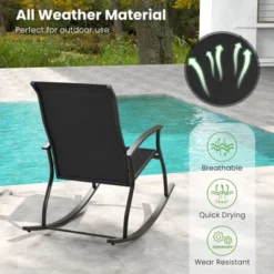 Tangkula Set Of 2 Outdoor Rocking Chair Patio Rocker W/ Breathable Fabric Black -Tangkula GUEST 36011934 ee0a 4d23 a87e 63e90bb8435b