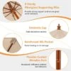 Tangkula 9.5 FT Rope Pulley Wooden Umbrella Market W/ Fiberglass Ribs Patio -Tangkula GUEST 362c6102 f3de 44d9 b026 0ced24d43c79