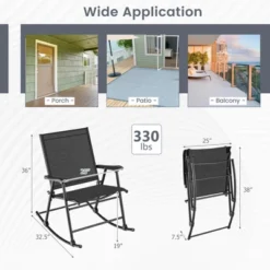 Tangkula 4pcs Patio Folding Rocking Chair Heavy-Duty Metal Frame Rockers Outdoor -Tangkula GUEST 363214ba 7f58 4cbc 9f3b 529615773854
