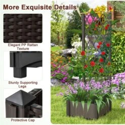 Tangkula Raised Garden Bed W/Trellis Planter Box For Climbing Plants 16" X 16" X 53" -Tangkula GUEST 365a4bb7 6459 427f 9ecc cdc03bf47352
