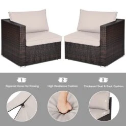 Tangkula 4PCS Rattan Corner Sofa Set Patio Outdoor Furniture Set W/ Beige Cushions -Tangkula GUEST 36759b9d f626 4588 9643 47c96186ae33 1
