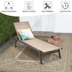 Tangkula 2PC Patio Chaise Lounger With 6-Postion Adjustable Backrest And Breathable Fabric Brown -Tangkula GUEST 36dfb1c9 5a2c 4584 908d 82aa3f8e6750