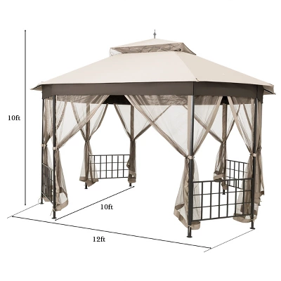 Tangkula 10'x 12'Octagonal Canopy Tent Patio Gazebo Canopy Shelter W/ Mosquito Netting 3 Tangkula 10'x 12'Octagonal Canopy Tent Patio Gazebo Canopy Shelter W/ Mosquito Netting
