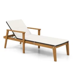 Tangkula Outdoor Chaise Lounge Chair W/ Armrests & 4-Level Backrest Adjustment -Tangkula GUEST 3739c18d bb7f 4a7c bb8a e5b8da7a7348
