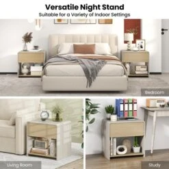 Tangkula Modern Style Nightstand 2-Tier Sofa Side Bedside Table W/ Drawer & Open Shelf 15 Tangkula Modern Style Nightstand 2-Tier Sofa Side Bedside Table W/ Drawer & Open Shelf -Tangkula GUEST 37448431 bd1a 4b63 9fe8 15f3a786ced3 1