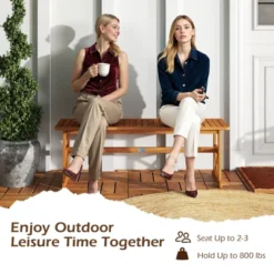 Tangkula 2 PCS 51 Inches Acacia Wood Outdoor Bench W/ Slatted Seat & X-Shaped Frame -Tangkula GUEST 37615f3c e89f 4dcf adbf 0c02156d8766