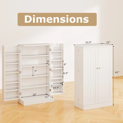 Tangkula 41" Tall Pantry Cabinet Kitchen Storage Cabinet W/ Doors & Adjustable Shelves 10 Tangkula 41" Tall Pantry Cabinet Kitchen Storage Cabinet W/ Doors & Adjustable Shelves - Image 8