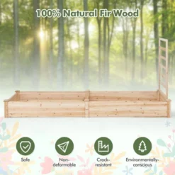 Tangkula Raised Garden Bed With Trellis Wooden Planter Box With Divided Space For Vegetables Flowers Fruits Climbing Plants -Tangkula GUEST 381feb51 f290 4ae9 9c58 2b8f27f0e94c