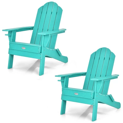 Tangkula 2PCS Folding Adirondack Chair Outdoor Adirondack Chair Weather Resistant Lounger For Backyard Porch Poolside Turquoise/Grey/White/Black 10 Tangkula 2PCS Folding Adirondack Chair Outdoor Adirondack Chair Weather Resistant Lounger For Backyard Porch Poolside Turquoise/Grey/White/Black - Image 8