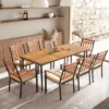 Tangkula 8-Person Outdoor Dining Table 79 Inch Acacia Wood Patio Table With Umbrella Hole Metal Legs & Adjustable Foot Pads -Tangkula GUEST 38aa6d91 0c03 4a7d 874b 4ed557ad0f14
