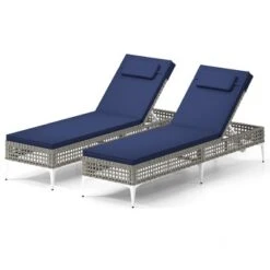 Tangkula Set Of 2 Patio Chaise Lounge Chair PE Wicker Reclining Sun Lounger With 6-Level Adjustable Backrest Removable Cushion & Headrest Outdoor -Tangkula GUEST 38c21d6f 11f2 4013 880e 5cb77cc5ffa7