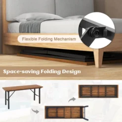 Tangkula Outdoor Dining Table For 4-6 No Assembly Foldable 59 Inches Narrow Patio Dining Table With Acacia Wood Top & Heavy Duty Metal Frame -Tangkula GUEST 38da2eff d7a0 47dd 8fcb 1c9e20109f14