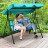 Tangkula Outdoor Swing Canopy Patio Swing Chair 3 Person Canopy Hammock Blue