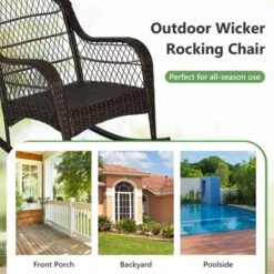 Tangkula 2PCS Patio Wicker Rocking Chair W/ White Seat Cushions & Lumbar Pillow Porch 9 Tangkula 2PCS Patio Wicker Rocking Chair W/ White Seat Cushions & Lumbar Pillow Porch -Tangkula GUEST 3969b640 31dd 44a7 a6d2 61688dbb7f0f
