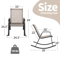 Tangkula Set Of 2 Metal Rocking Chair Heavy-Duty Rocker Outdoor Anti-Slip Brown Patio -Tangkula GUEST 39a12b35 82f0 4057 a008 5b61e0d0fa53