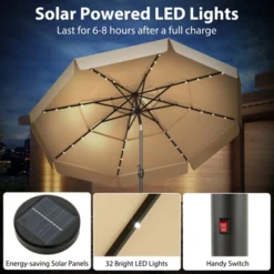 Tangkula 10 FT Solar Patio Umbrella W/ 32 LED Lights 3-Tier Vented Top & Tilt Adjustment -Tangkula GUEST 39a4053c df1f 4ecc b347 625a446916d6