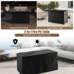 Tangkula Propane Gas Fire Pit Table 52 Inch Propane Fire Pit W/ Wind Guard 50,000 BTU Heat Output Black -Tangkula GUEST 39e0ed35 7fd9 44f9 8ebf 267188504bfe
