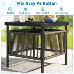 Tangkula Outdoor PE Rattan Side Table W/ 1.57" Umbrella Hole Square Patio End Table -Tangkula GUEST 39e948eb 26bf 4a2d 88bd 72290c05d89e