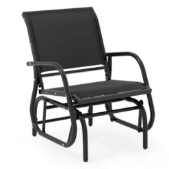 Tangkula Rocking Chair W/ Study Metal Frame Comfortable Single Glider Patio Chair -Tangkula GUEST 39f54a15 611a 406a 90b7 e847acba0433