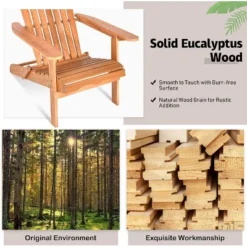 Tangkula 4PCS Folding Adirondack Chair Weather Resistant Outdoor Chair Eucalyptus Wood Adirondack Lounger Chair For Patio -Tangkula GUEST 3a590fb8 400d 4854 a3f6 ff79100b54a7