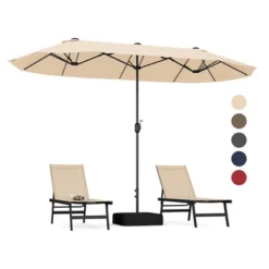 Tangkula 13FT Double-sided Patio Umbrella W/ Crank Handle Umbrella Base Safety Lock -Tangkula GUEST 3a862fa9 04e6 4216 8e3e 00a671936eb3