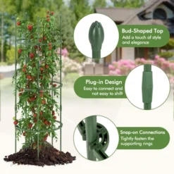Tangkula 3-Pack Garden Tomato Trellis 60" Plant Support Cage W/ Adjustable Size For Plants -Tangkula GUEST 3b061e2b 39eb 4629 8829 925c045ad274