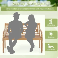 Tangkula 2-Person Garden Bench W/ Wide Backrest & Curved Armrests For Backyard -Tangkula GUEST 3b888619 65e6 4047 8e14 594fce367082