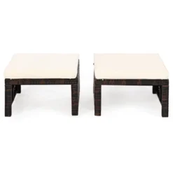 Tangkula 2 PCS Outdoor Wicker Ottoman Patio Rattan Furniture Metal Footrest Seat Square Footstool With Cushion -Tangkula GUEST 3bc52757 5524 4a2e 87ea ee4b3c4793a3