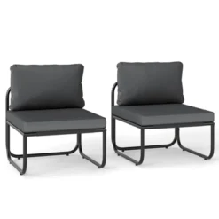 Tangkula Patio Chairs Set Of 2 W/ Removable Cushions Heavy Duty Metal Frame Poolside -Tangkula GUEST 3c0599f2 d6c0 486d adf1 4df366ca4ef2
