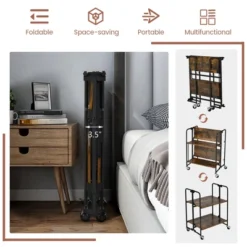 Tangkula 2-Tier Folding Bar Cart Kitchen Serving Island Utility Cart Storage Shelves -Tangkula GUEST 3c3ec253 32b2 4588 b779 247f800dd9b2