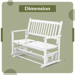 Tangkula 2 Seats Outdoor Glider Bench Poplar Wood Patio Swing Glider Loveseat Chair W/ Armrests -Tangkula GUEST 3c56e61d a8dc 49b4 89a6 69d0859e8402