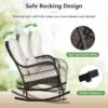 Tangkula Patio Wicker Rocking Chair W/ White Seat Cushions & Lumbar Pillow Porch