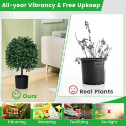 Tangkula 2 PCS Artificial Boxwood Topiary Ball Tree W/ Rated Leaves 343 White Fruits For Home -Tangkula GUEST 3c655380 352c 4da7 a63c dfa6c54e90b7