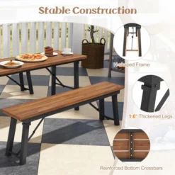 Tangkula Outdoor Folding Bench Set Of 2 55 Inches Long 2-3 Person Acacia Wood Backless Patio Dining Bench -Tangkula GUEST 3c9a1f29 608c 4578 989a f0f172489812